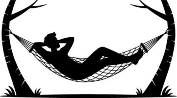 a silhouette of a man in a hammock vector