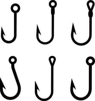 fishing hooks set of six different types of hooks vector