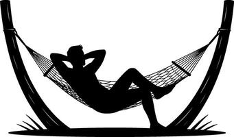 silhouette man sitting in a hammock vector