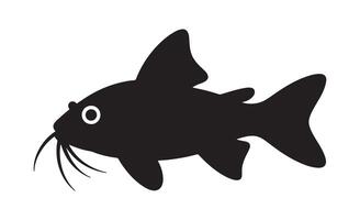 Simple black silhouette of a catfish with whiskers and a white eye vector