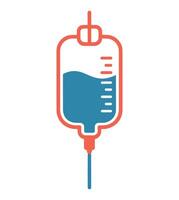 Simple flat icon of an intravenous drip bag with blue liquid vector