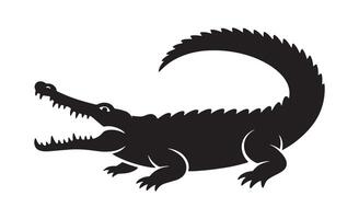 Stylized black silhouette of an alligator with open jaws and sharp teeth vector