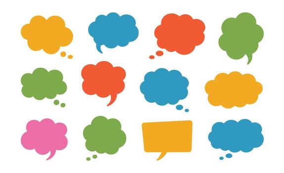 Collection of colorful thought bubbles and speech bubbles on a white background vector