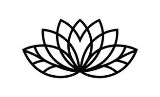 Stylized black outline of a lotus flower with three leaves vector