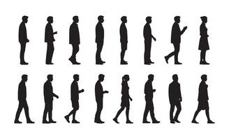 Diverse group of people silhouettes in profile facing right vector