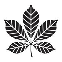 Stylized black and white icon of a five leafed horse chestnut leaf vector