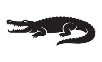 Stylized black silhouette of an alligator with open jaws vector
