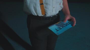 Close-Up of Hands Holding a Ticket video
