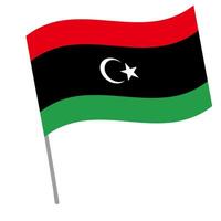 Libya national flag flutters with flagpole vector