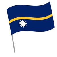 Nauru national flag flutters with flagpole vector