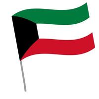 Kuwait national flag flutters with flagpole vector
