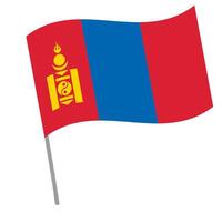 Mongolia national flag flutters with flagpole vector