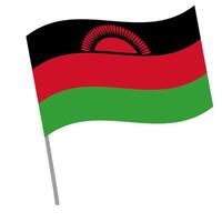 Malawi national flag flutters with flagpole vector
