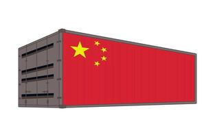 China national flag with shipping container vector