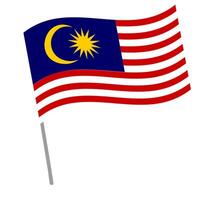 Malaysia national flag flutters with flagpole vector