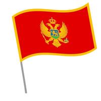 Montenegro national flag flutters with flagpole vector