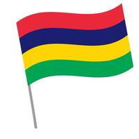 Mauritius national flag flutters with flagpole vector