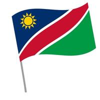 Namibia national flag flutters with flagpole vector