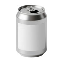 Aluminum soda can with blank label isolated on transparent background png