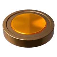 A shiny golden button isolated on transparent background png