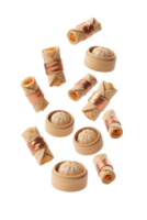 Dim sum and spring rolls isolated on transparent background png