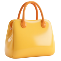A yellow handbag with orange handles isolated on transparent background png