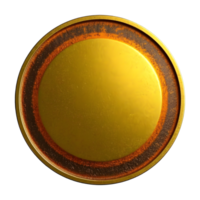 A golden coin with a textured border isolated on transparent background png