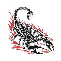 Red Scorpion on with Stylized Flames Detailed Design animal insect vector