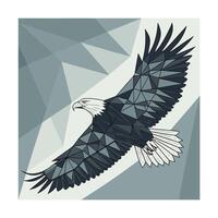 Geometric a bald eagle in flight with open wings against a polygonal bird animal vector