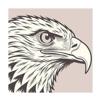 An eagle head profile in cream dark brown against a muted bird animal vector