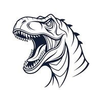 A Tyrannosaurus Rex head with open mouth sharp teeth on dinosaur t-rex vector
