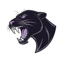 A roaring panther head with open mouth sharp teeth on animal vector