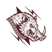 Stylized a wild boar head with tusks decorative elements on animal wildlife vector