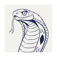 Dark blue cobra snake head with open hood forked tongue on a light serpent reptile vector