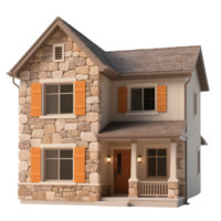 A beautiful stone house isolated on transparent background png