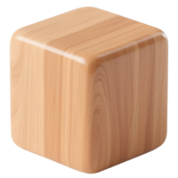 Wooden cube is isolated on transparent background png