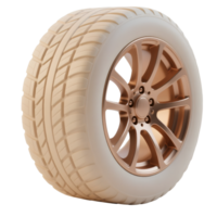 A car tire with golden rim isolated on transparent background png