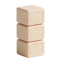 Stack of wooden toy cubes isolated on transparent background png