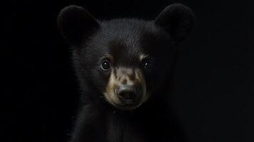 Adorable Black Bear Cub Looks Directly Into The Camera. photo