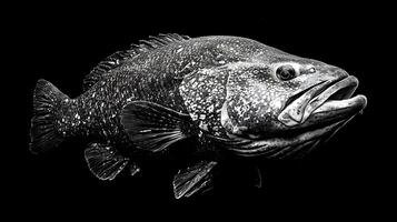 Dramatic Close Up of a Speckled Fish Against a Dark Background. photo