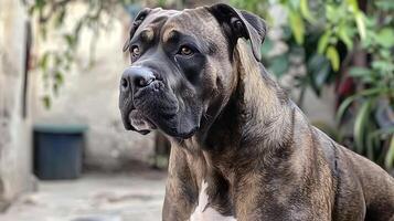 A Powerful Canine Portrait With A Gentle Gaze In The Background. photo