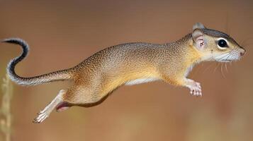 Tiny Squirrel Takes Flight in a Graceful Leap. photo
