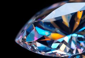 A diamond is shown in a black background photo