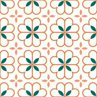 Seamless pattern with decorative flowers in orange and green colors. vector