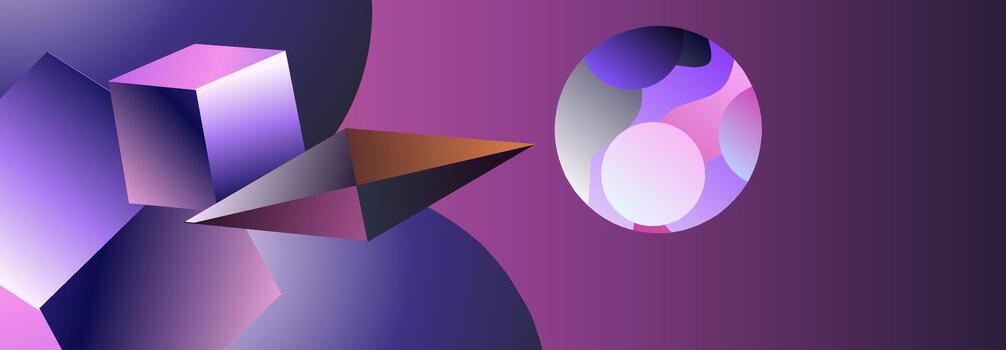 Abstract background with 3d geometric shapes in trendy style. vector