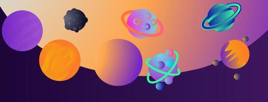 Abstract background with planets and stars vector