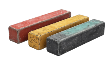 three polishing bars in primary colors on Transparent Background png
