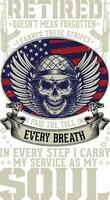 Retired doesn't mean forgotten i earned these stripes i paid the toll in every breath in every step i carry my service as my soul Graphic Design vector