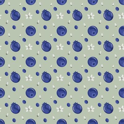 Seamless Juneberry pattern with white flowers on a green background, Shadberry floral repeat for packaging and fabric