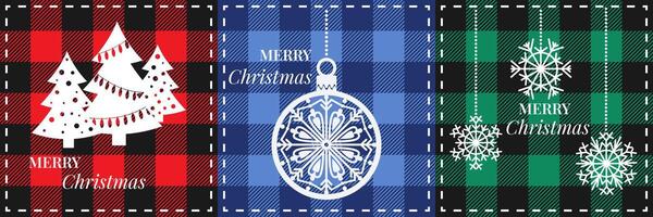 Christmas Checkered Plaid Background Cards vector
